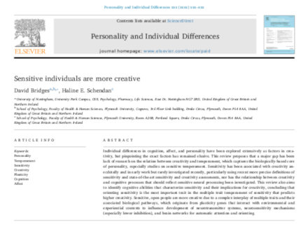 Sensitive individuals are more creative