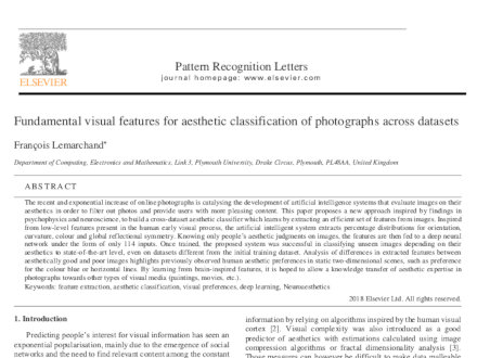 Publication title: Fundamental Visual Features for Aesthetic Classification of Photographs Across Datasets